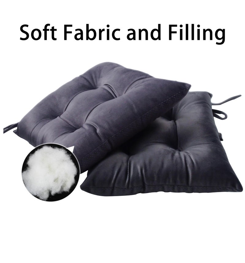 Augld 2 Pack Bar Stool Cushion Small Kids Chair Pad with Ties Square 14â€x14â€x2 Grey - Image 2